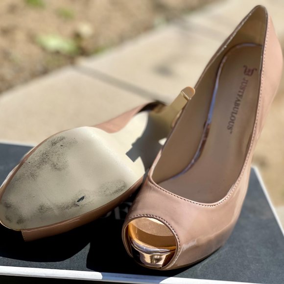 JUST FAB Blush Pink with ROSE GOLD Heels Sz 8.5 - Picture 3 of 4